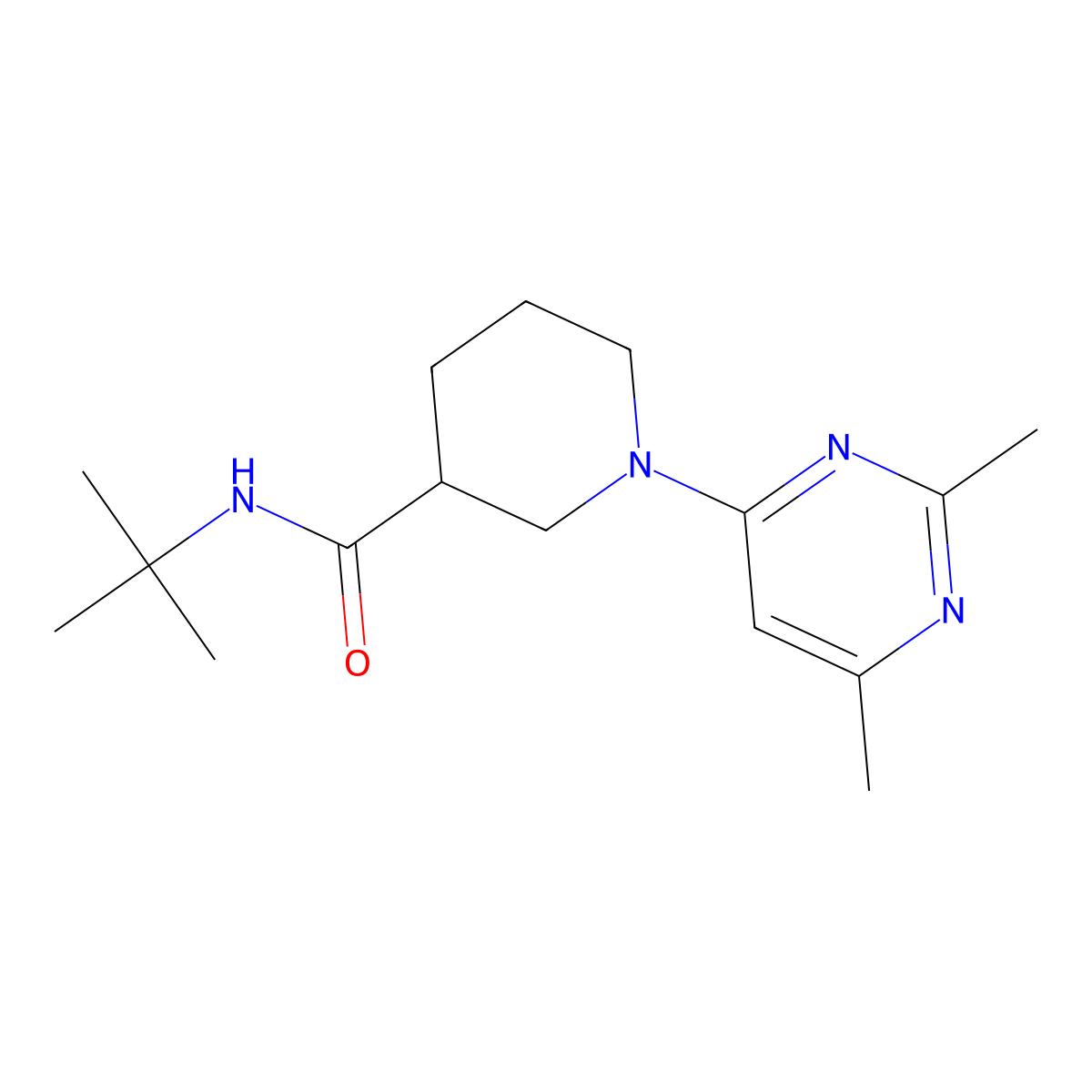N-tert-butyl-1-(2,6-dimethylpyrimidin-4-yl)piperidine-3-carboxamide molecular structure, CAS 2877686-88-7
