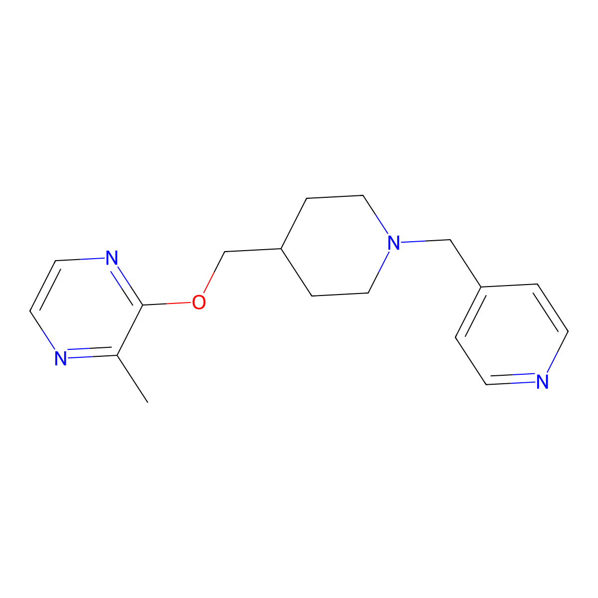 2-Methyl-3-({1-[(pyridin-4-yl)methyl]piperidin-4-yl}methoxy)pyrazine molecular structure, CAS 2877686-93-4