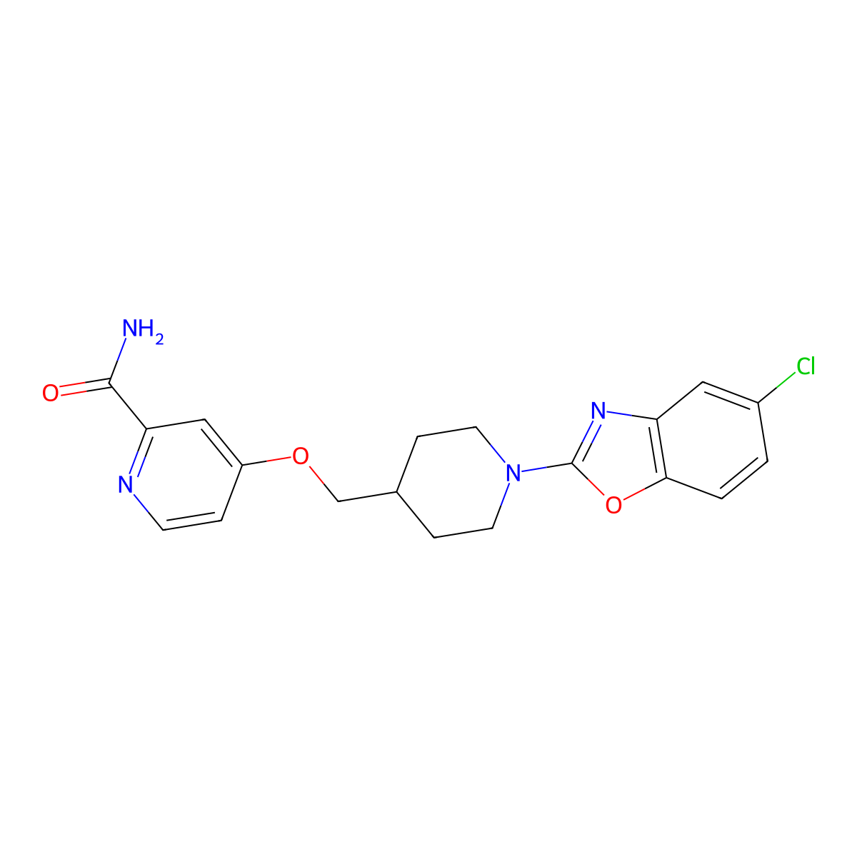 4-{[1-(5-Chloro-1,3-benzoxazol-2-yl)piperidin-4-yl]methoxy}pyridine-2-carboxamide molecular structure, CAS 2877686-96-7
