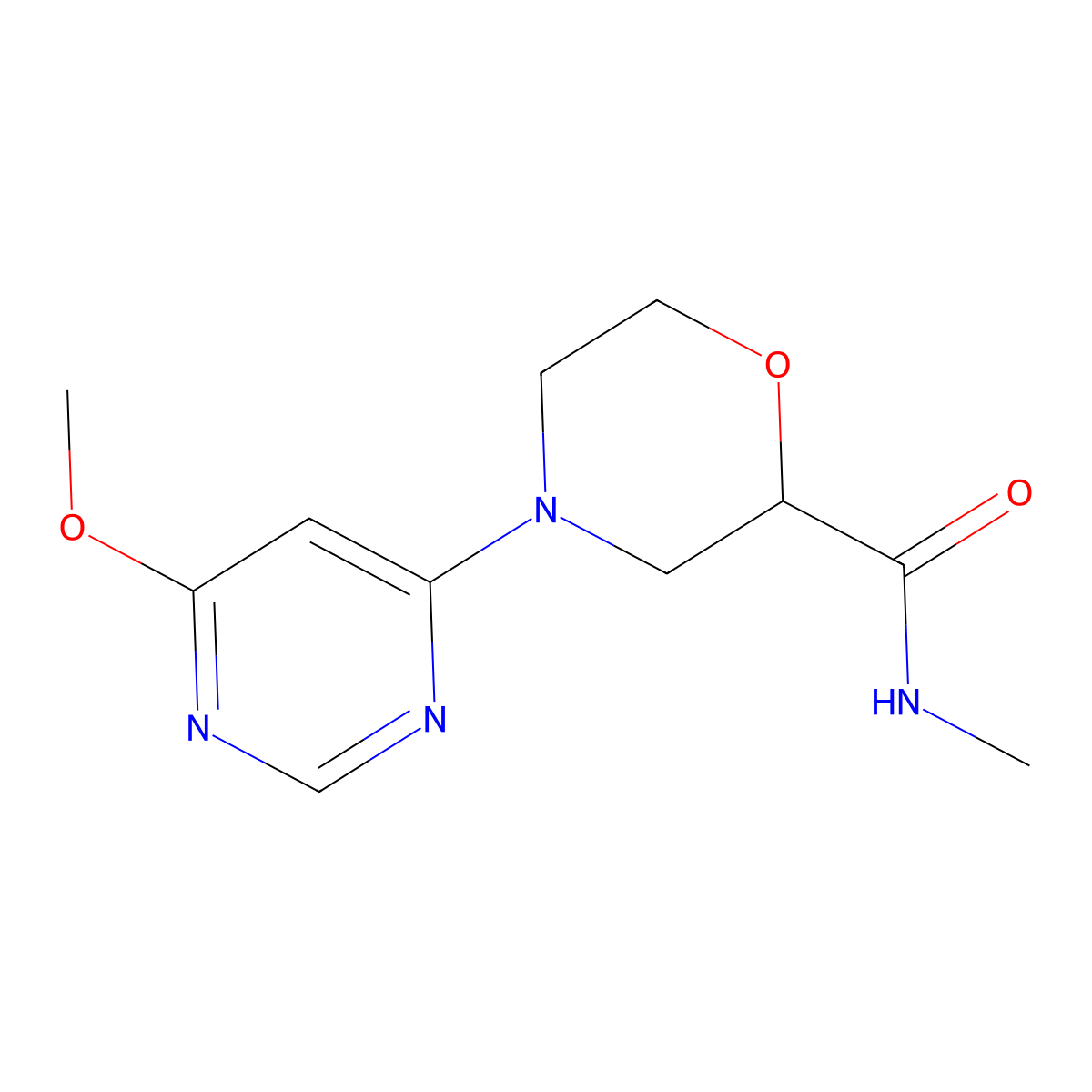 4-(6-methoxypyrimidin-4-yl)-N-methylmorpholine-2-carboxamide molecular structure, CAS 2877687-00-6
