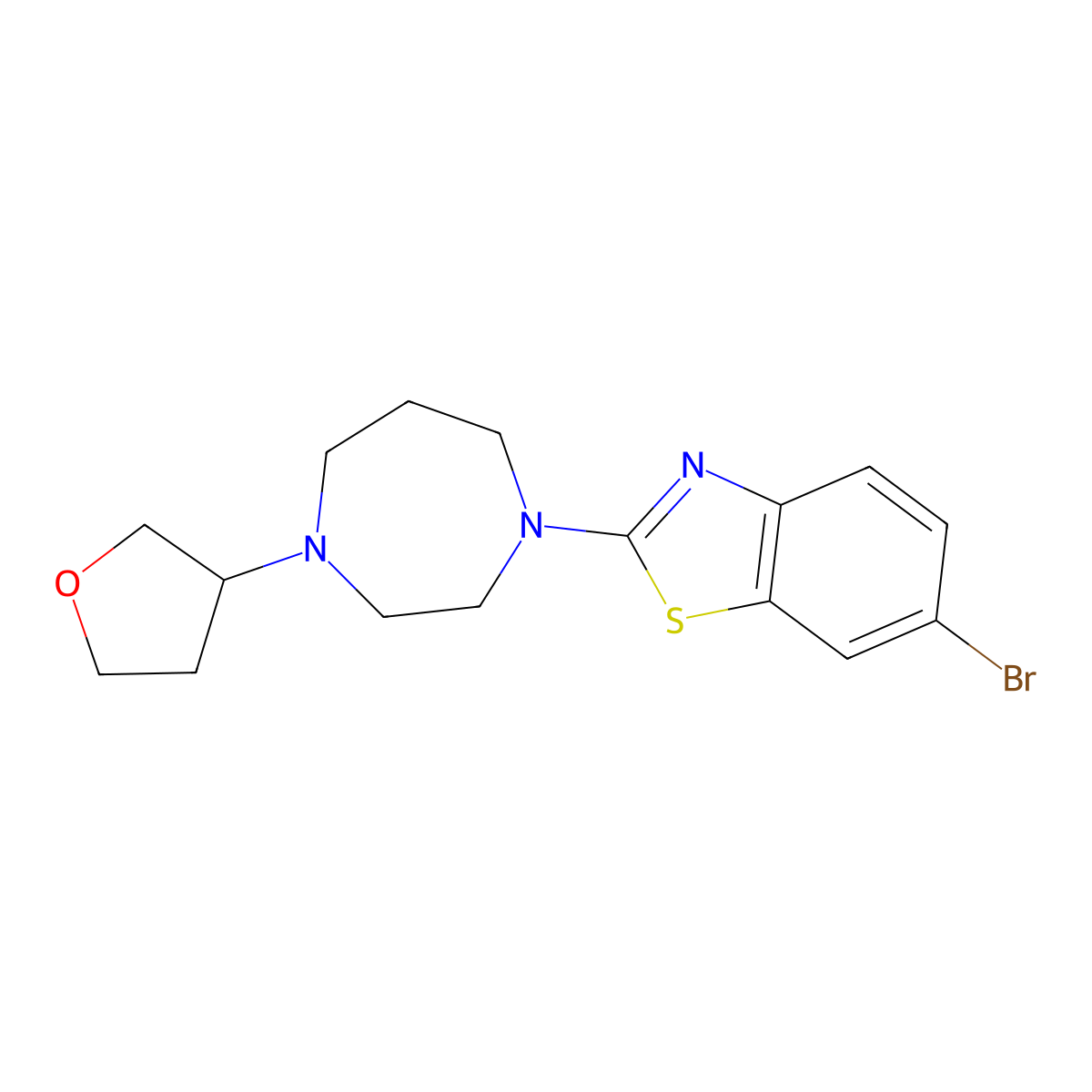 6-Bromo-2-[4-(oxolan-3-yl)-1,4-diazepan-1-yl]-1,3-benzothiazole molecular structure, CAS 2877687-34-6