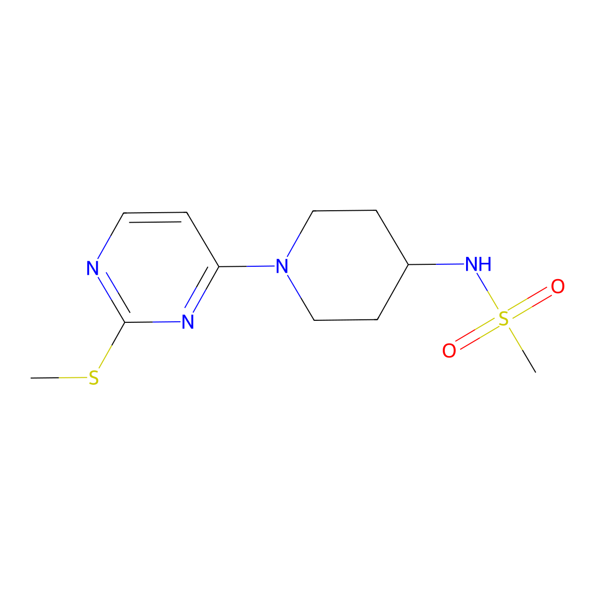 N-{1-[2-(methylsulfanyl)pyrimidin-4-yl]piperidin-4-yl}methanesulfonamide molecular structure, CAS 2877687-39-1