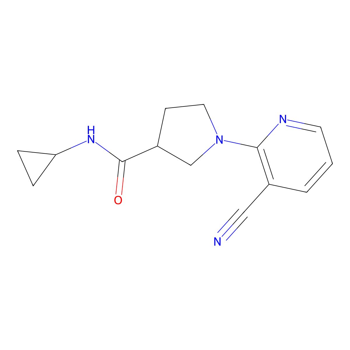 1-(3-cyanopyridin-2-yl)-N-cyclopropylpyrrolidine-3-carboxamide molecular structure, CAS 2877687-46-0