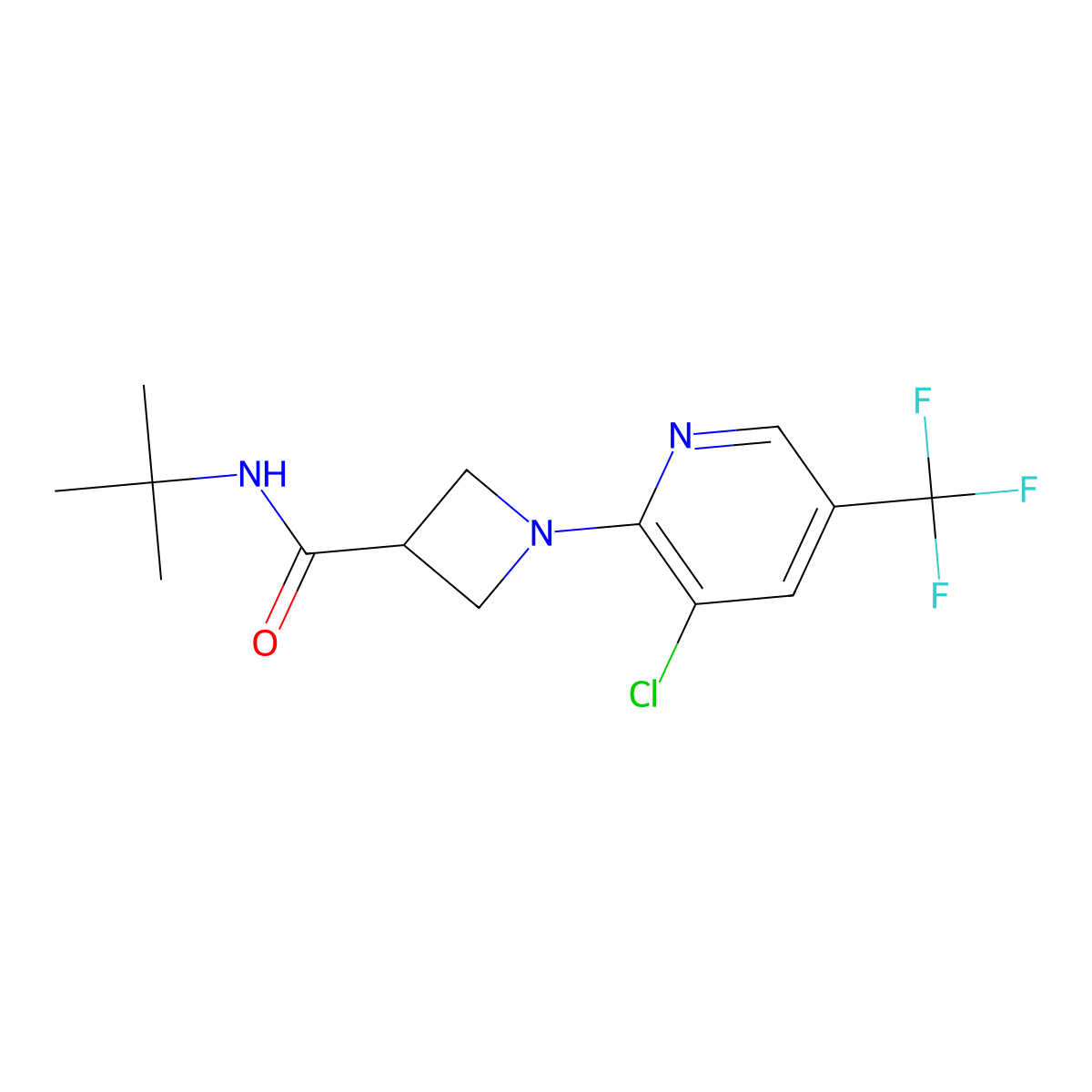 N-tert-butyl-1-[3-chloro-5-(trifluoromethyl)pyridin-2-yl]azetidine-3-carboxamide molecular structure, CAS 2877687-50-6