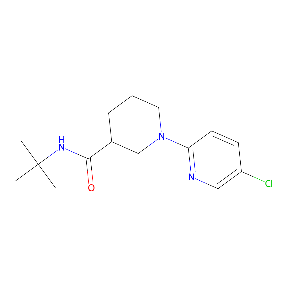 N-tert-butyl-1-(5-chloropyridin-2-yl)piperidine-3-carboxamide molecular structure, CAS 2877687-54-0