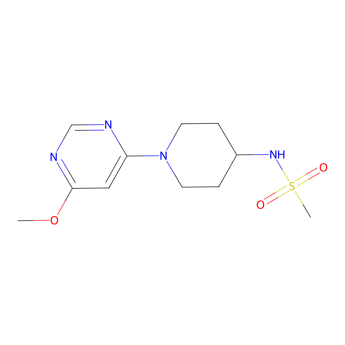 N-[1-(6-methoxypyrimidin-4-yl)piperidin-4-yl]methanesulfonamide molecular structure, CAS 2877687-57-3