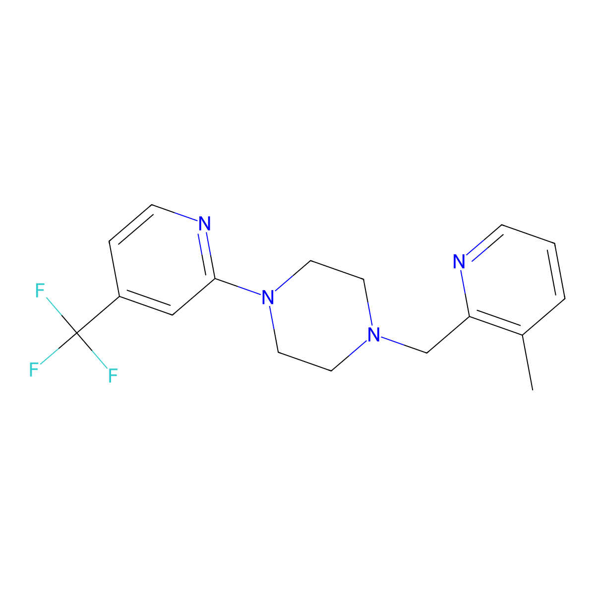 1-[(3-Methylpyridin-2-yl)methyl]-4-[4-(trifluoromethyl)pyridin-2-yl]piperazine molecular structure, CAS 2877687-59-5