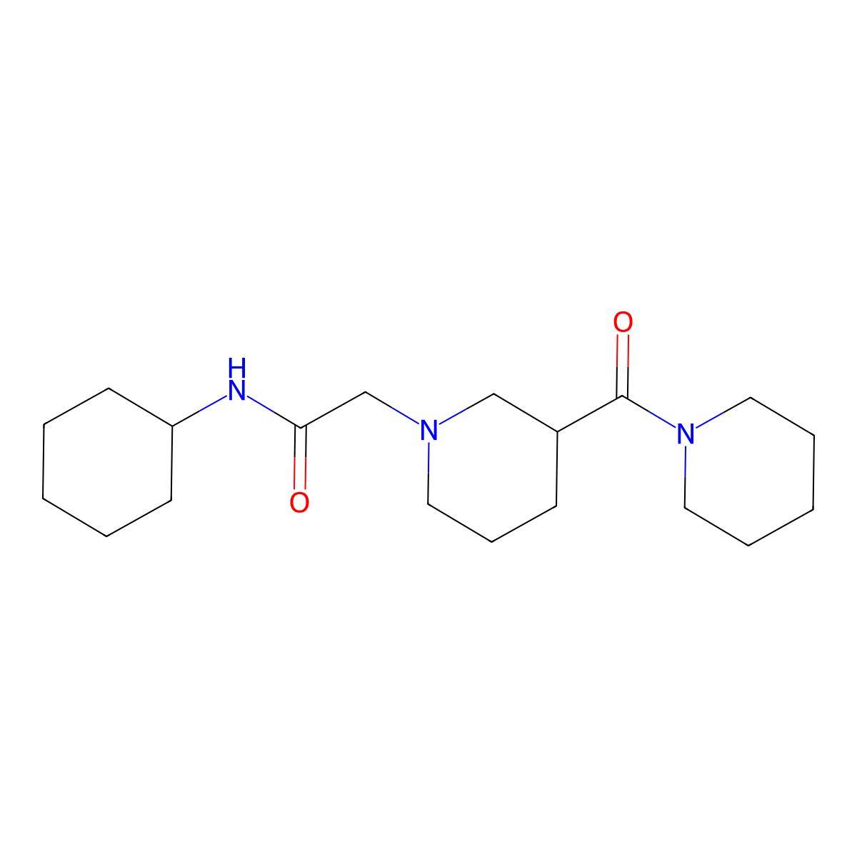 N-cyclohexyl-2-[3-(piperidine-1-carbonyl)piperidin-1-yl]acetamide molecular structure, CAS 2877687-60-8