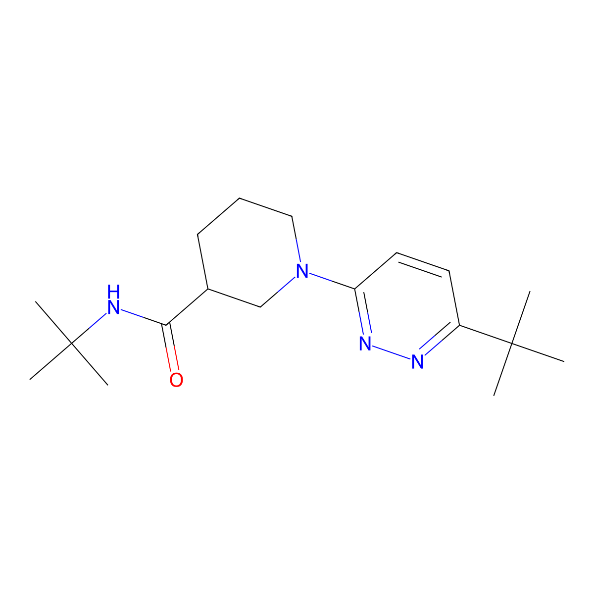 N-tert-butyl-1-(6-tert-butylpyridazin-3-yl)piperidine-3-carboxamide molecular structure, CAS 2877687-61-9