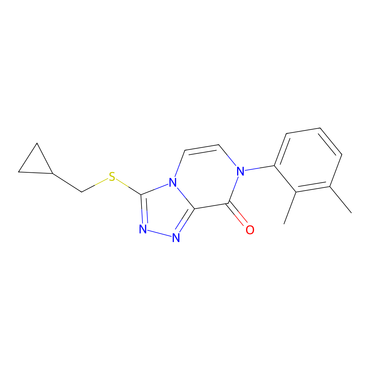 3-[(cyclopropylmethyl)sulfanyl]-7-(2,3-dimethylphenyl)-7H,8H-[1,2,4]triazolo[4,3-a]pyrazin-8-one molecular structure, CAS 2877687-65-3