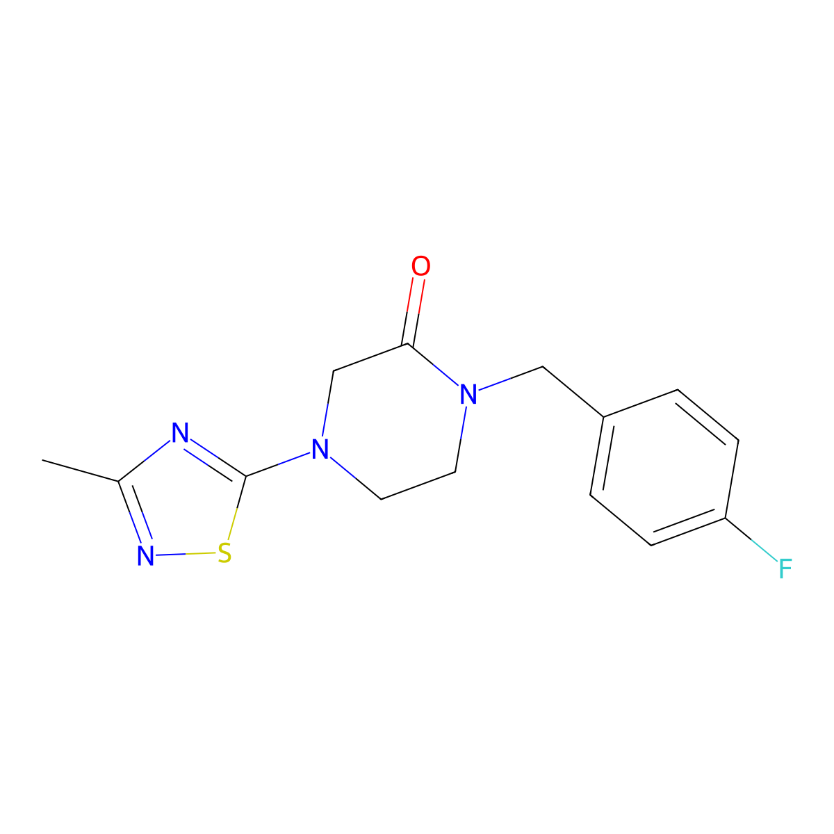 1-[(4-Fluorophenyl)methyl]-4-(3-methyl-1,2,4-thiadiazol-5-yl)piperazin-2-one molecular structure, CAS 2877687-69-7