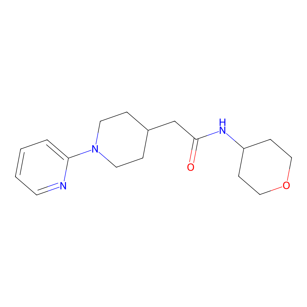 N-(oxan-4-yl)-2-[1-(pyridin-2-yl)piperidin-4-yl]acetamide molecular structure, CAS 2877687-75-5
