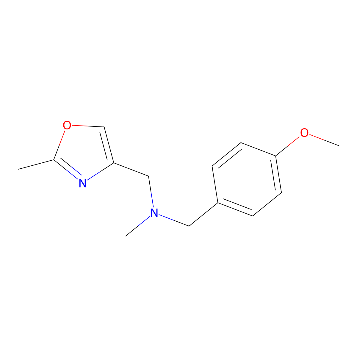 [(4-Methoxyphenyl)methyl](methyl)[(2-methyl-1,3-oxazol-4-yl)methyl]amine molecular structure, CAS 2877687-79-9