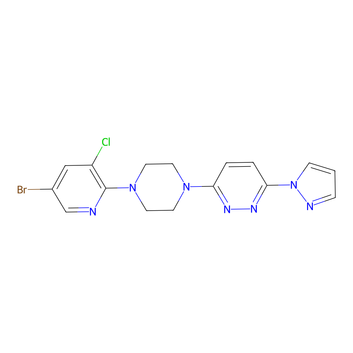 3-[4-(5-Bromo-3-chloropyridin-2-yl)piperazin-1-yl]-6-pyrazol-1-ylpyridazine molecular structure, CAS 2877687-80-2