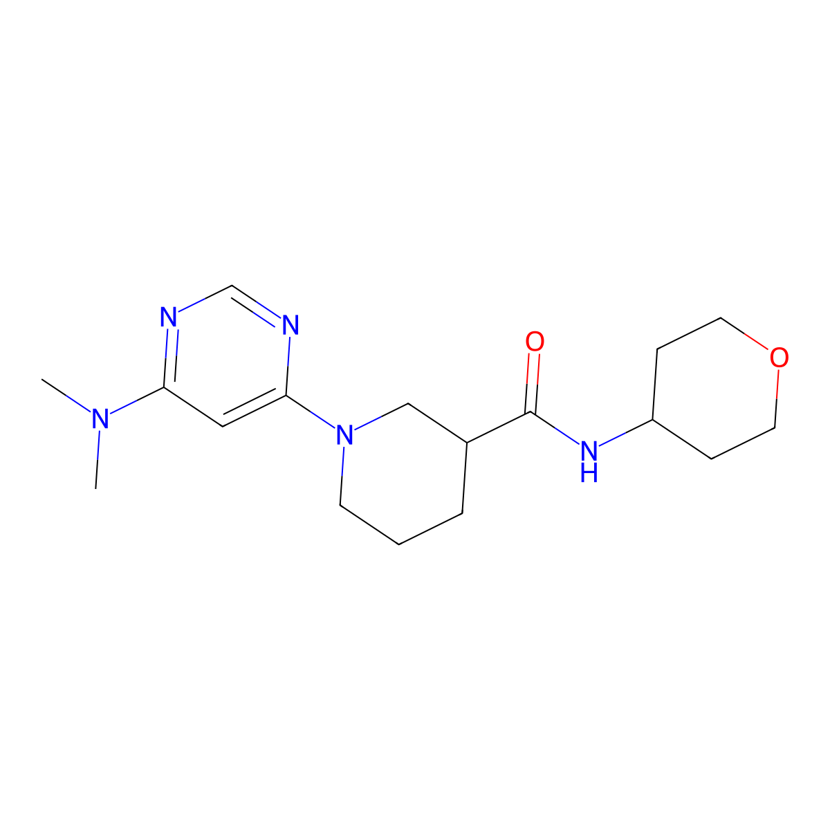 1-[6-(dimethylamino)pyrimidin-4-yl]-N-(oxan-4-yl)piperidine-3-carboxamide molecular structure, CAS 2877687-87-9