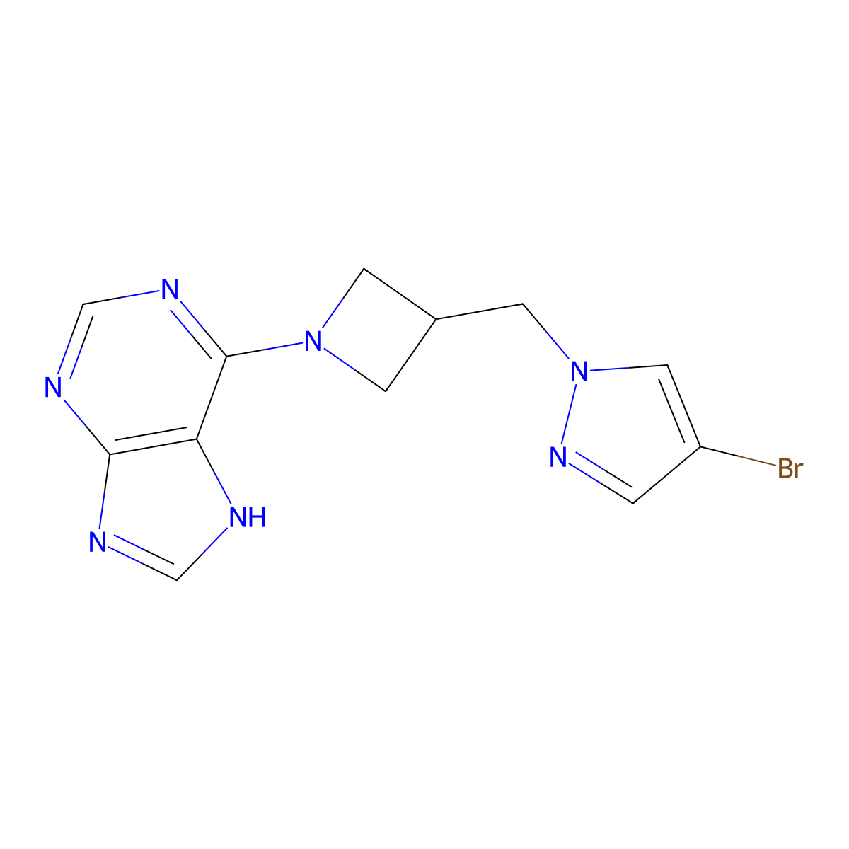 6-{3-[(4-bromo-1H-pyrazol-1-yl)methyl]azetidin-1-yl}-9H-purine molecular structure, CAS 2877687-91-5