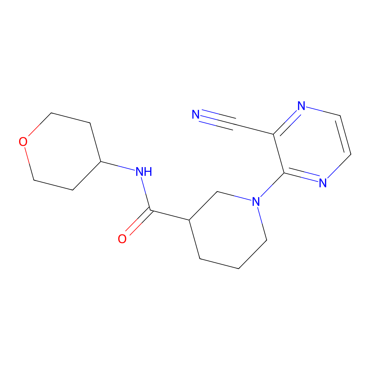 1-(3-cyanopyrazin-2-yl)-N-(oxan-4-yl)piperidine-3-carboxamide molecular structure, CAS 2877687-93-7