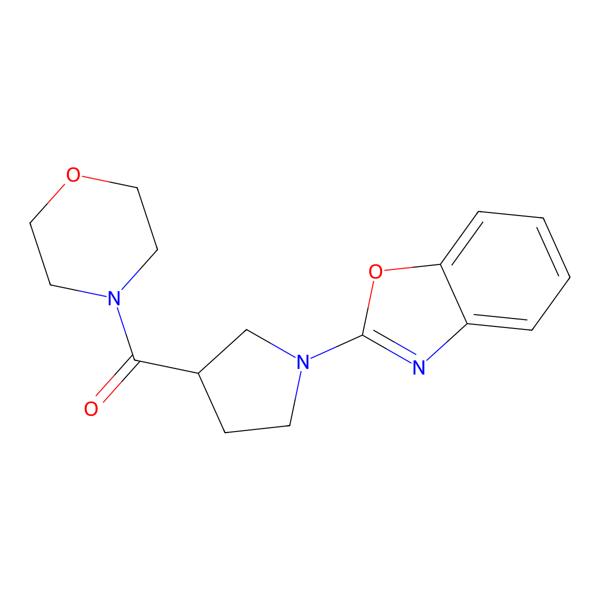 2-[3-(Morpholine-4-carbonyl)pyrrolidin-1-yl]-1,3-benzoxazole molecular structure, CAS 2877687-94-8