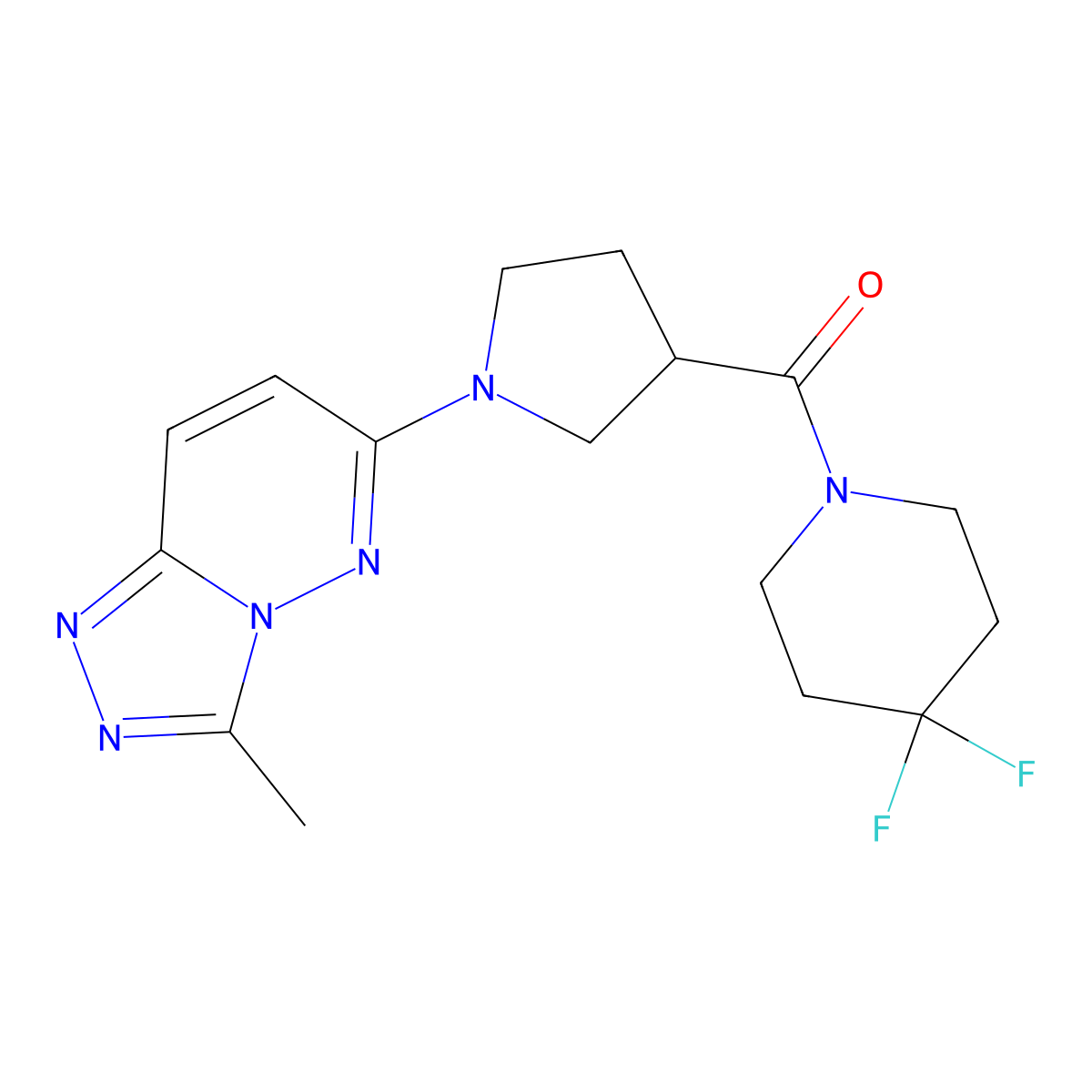4,4-Difluoro-1-(1-{3-methyl-[1,2,4]triazolo[4,3-b]pyridazin-6-yl}pyrrolidine-3-carbonyl)piperidine molecular structure, CAS 2877687-98-2