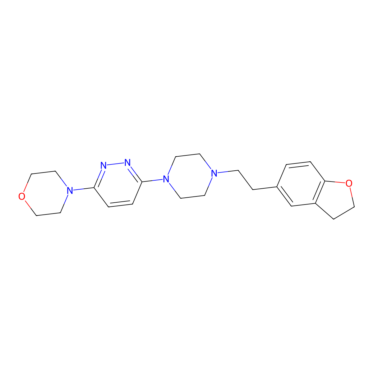 4-(6-{4-[2-(2,3-Dihydro-1-benzofuran-5-yl)ethyl]piperazin-1-yl}pyridazin-3-yl)morpholine molecular structure, CAS 2877687-99-3