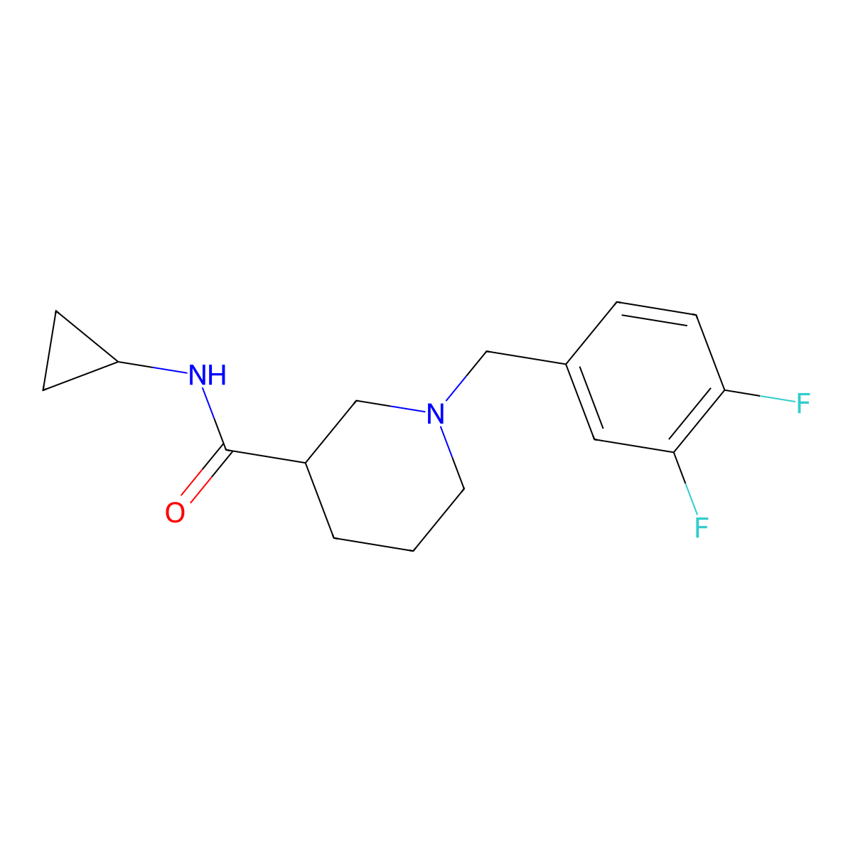 N-cyclopropyl-1-[(3,4-difluorophenyl)methyl]piperidine-3-carboxamide molecular structure, CAS 2877688-00-9