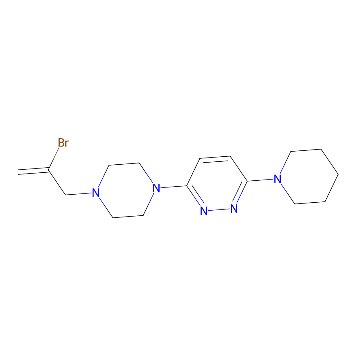 3-[4-(2-Bromoprop-2-en-1-yl)piperazin-1-yl]-6-(piperidin-1-yl)pyridazine molecular structure, CAS 2877688-03-2