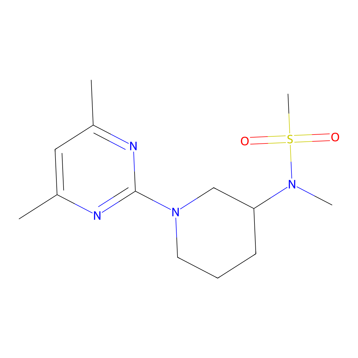 N-[1-(4,6-dimethylpyrimidin-2-yl)piperidin-3-yl]-N-methylmethanesulfonamide molecular structure, CAS 2877688-08-7