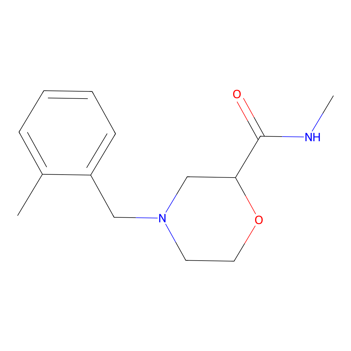 N-methyl-4-[(2-methylphenyl)methyl]morpholine-2-carboxamide molecular structure, CAS 2877688-14-5