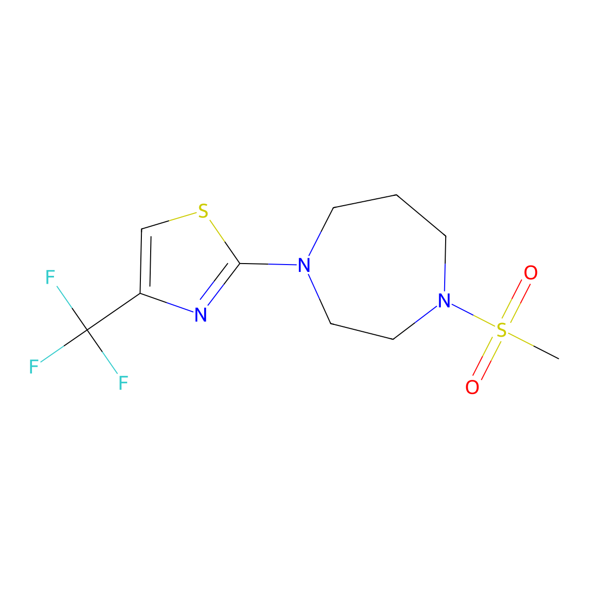 1-Methanesulfonyl-4-[4-(trifluoromethyl)-1,3-thiazol-2-yl]-1,4-diazepane molecular structure, CAS 2877688-17-8