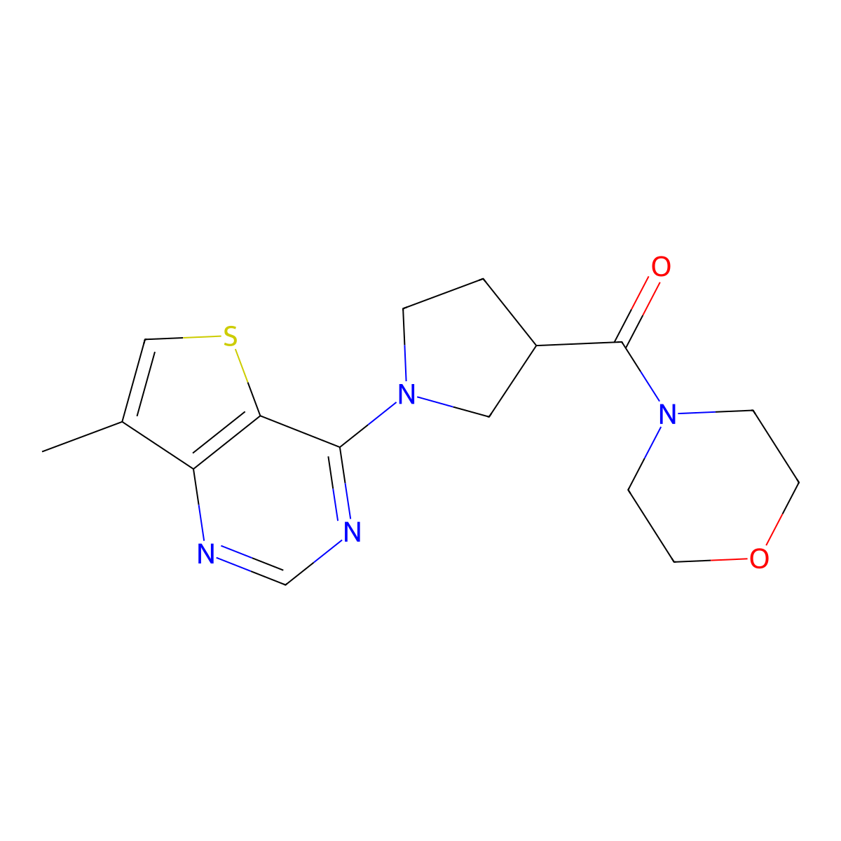 4-(1-{7-Methylthieno[3,2-d]pyrimidin-4-yl}pyrrolidine-3-carbonyl)morpholine molecular structure, CAS 2877688-23-6