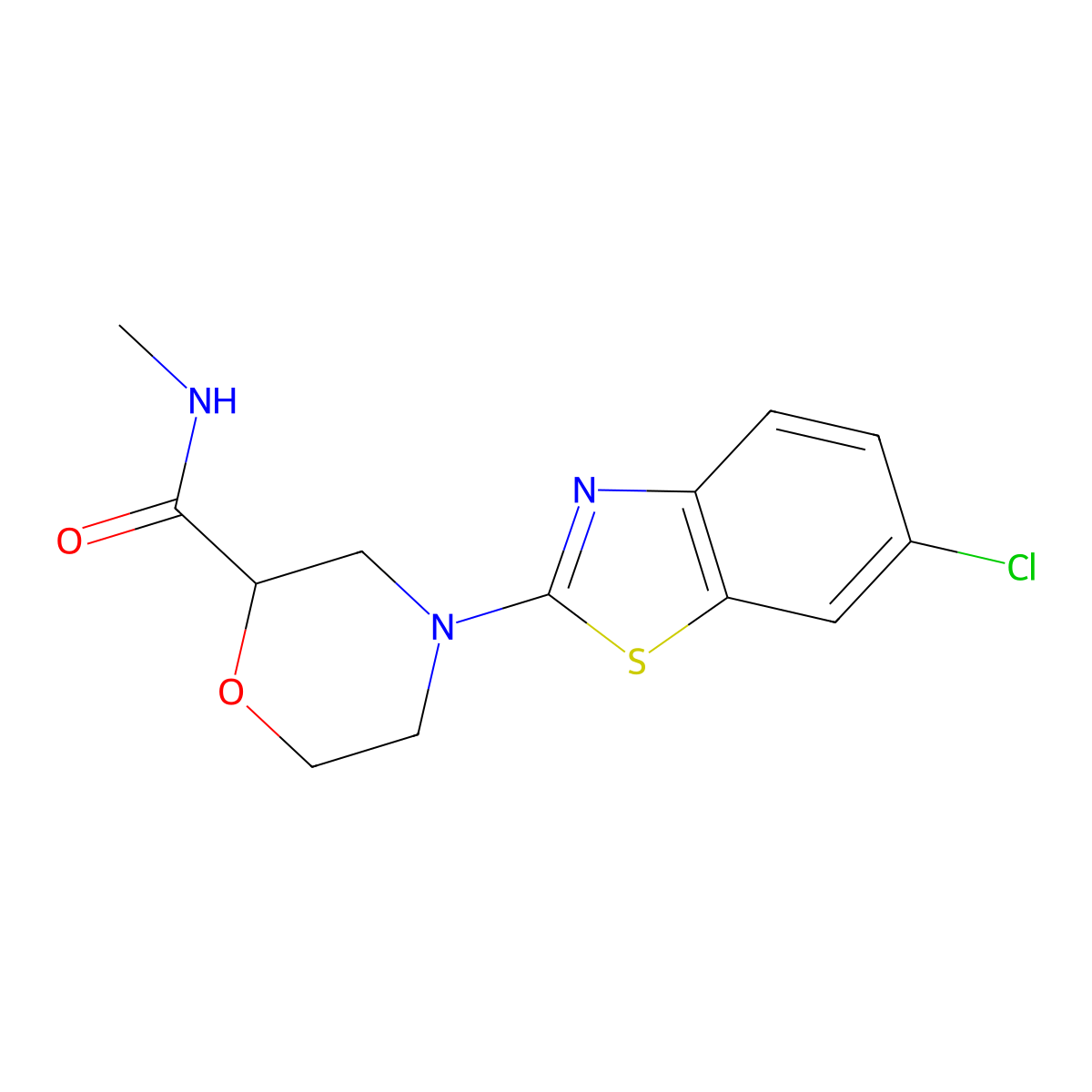 4-(6-chloro-1,3-benzothiazol-2-yl)-N-methylmorpholine-2-carboxamide molecular structure, CAS 2877688-28-1