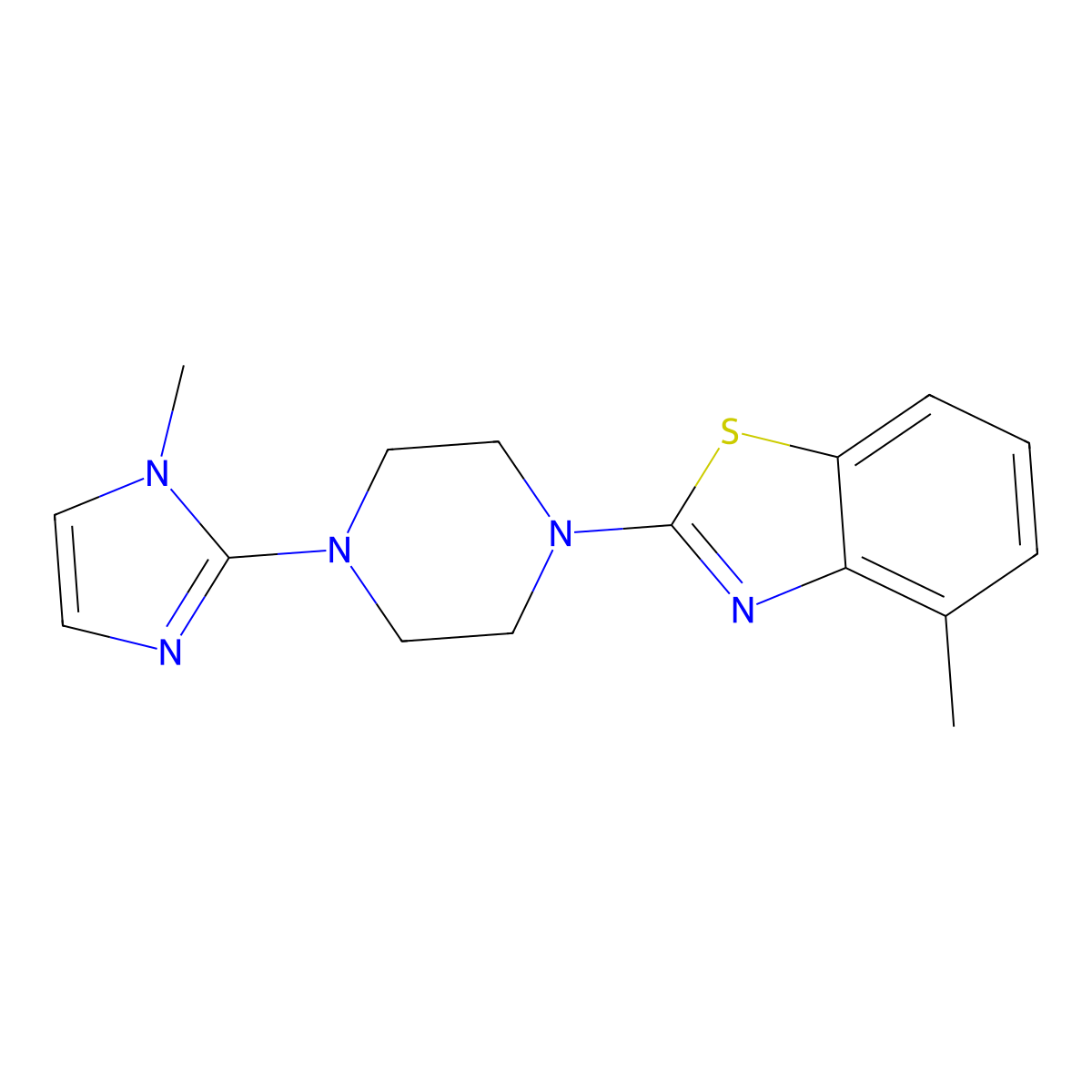 4-methyl-2-[4-(1-methyl-1H-imidazol-2-yl)piperazin-1-yl]-1,3-benzothiazole molecular structure, CAS 2877688-35-0