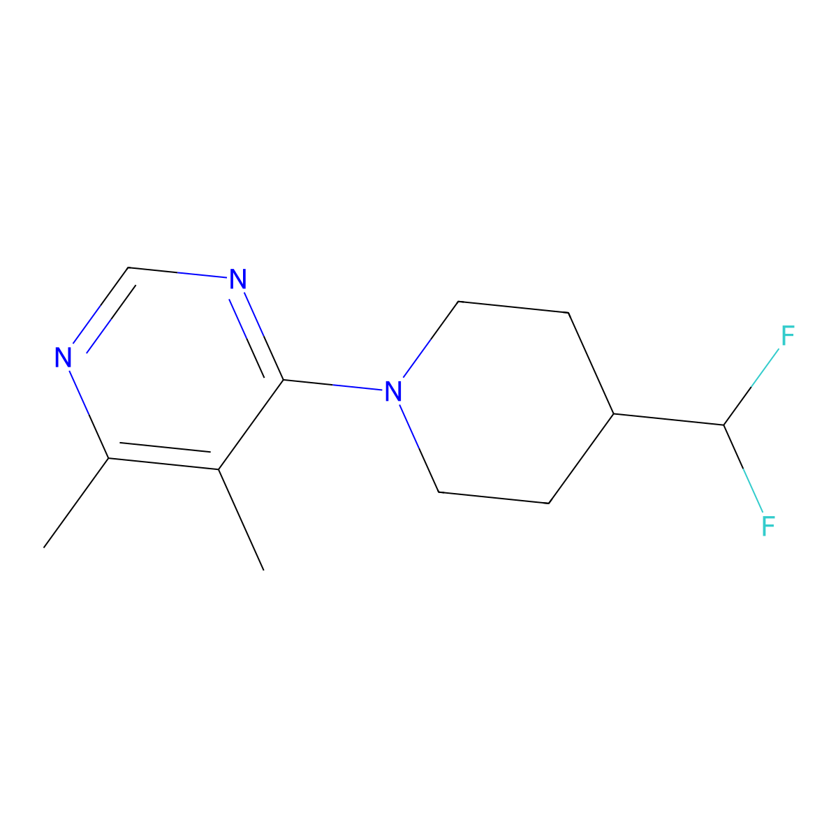 4-[4-(Difluoromethyl)piperidin-1-yl]-5,6-dimethylpyrimidine molecular structure, CAS 2877688-36-1