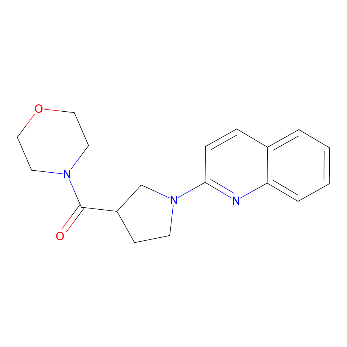 2-[3-(Morpholine-4-carbonyl)pyrrolidin-1-yl]quinoline molecular structure, CAS 2877688-39-4