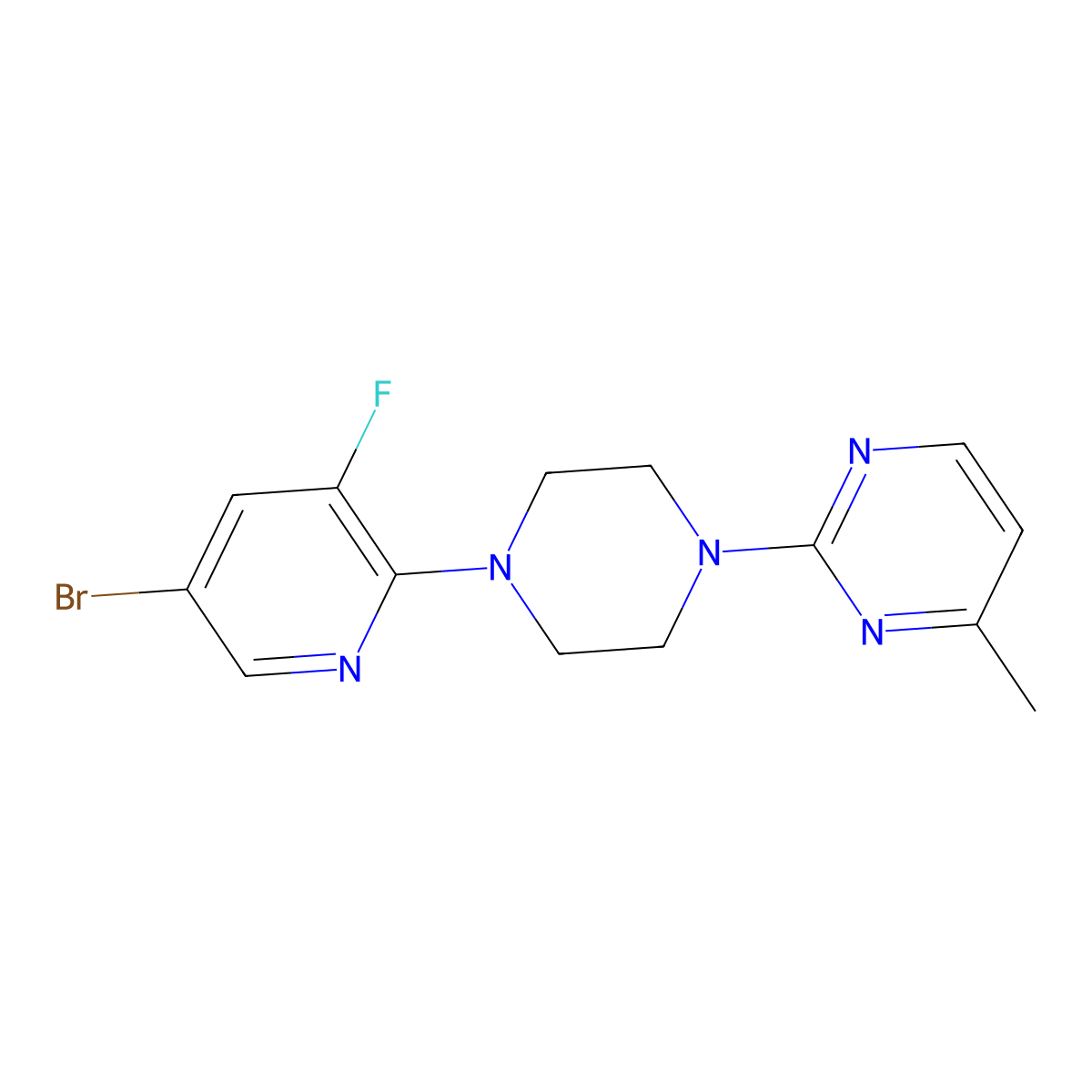 2-[4-(5-Bromo-3-fluoropyridin-2-yl)piperazin-1-yl]-4-methylpyrimidine molecular structure, CAS 2877688-42-9