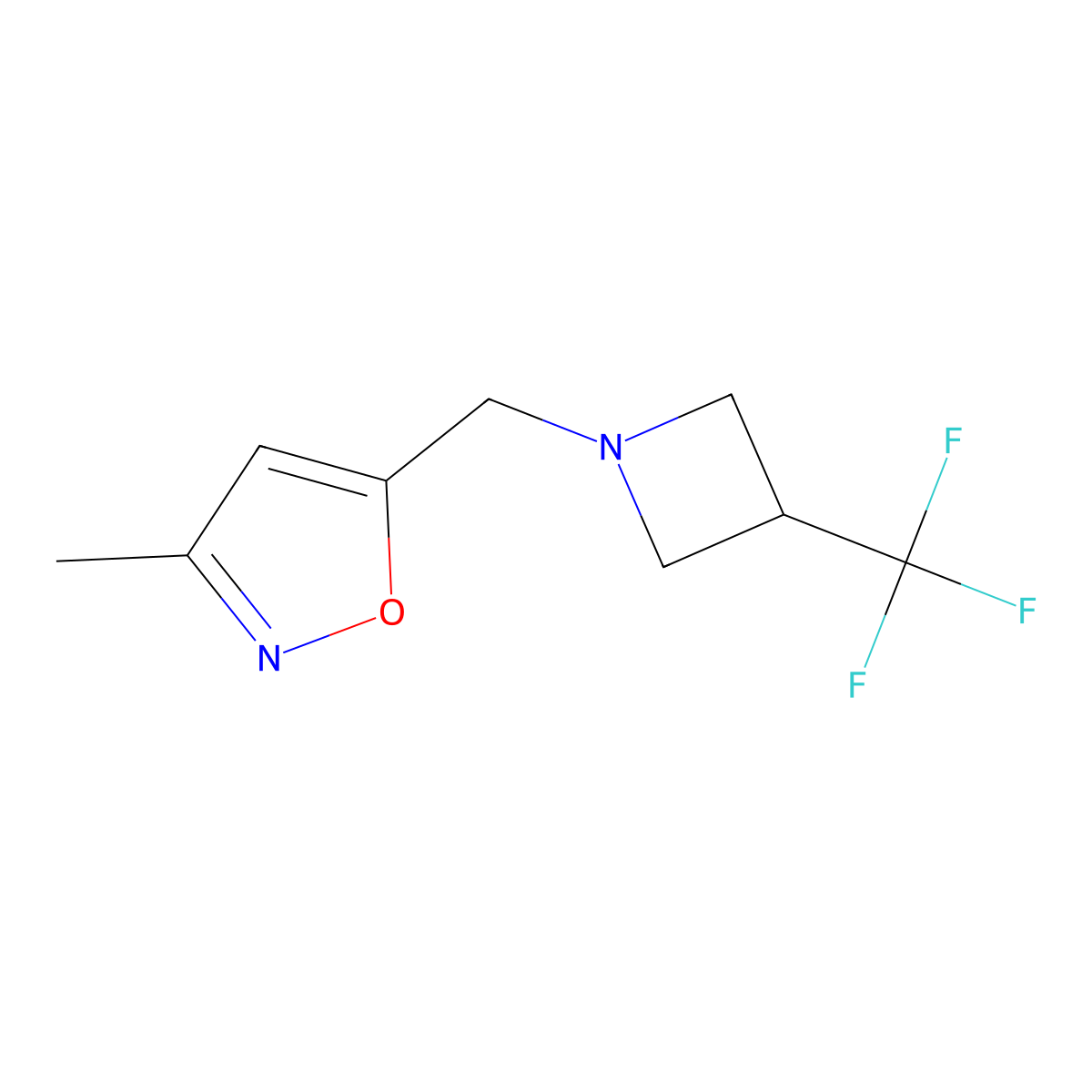 3-Methyl-5-{[3-(trifluoromethyl)azetidin-1-yl]methyl}-1,2-oxazole molecular structure, CAS 2877688-43-0
