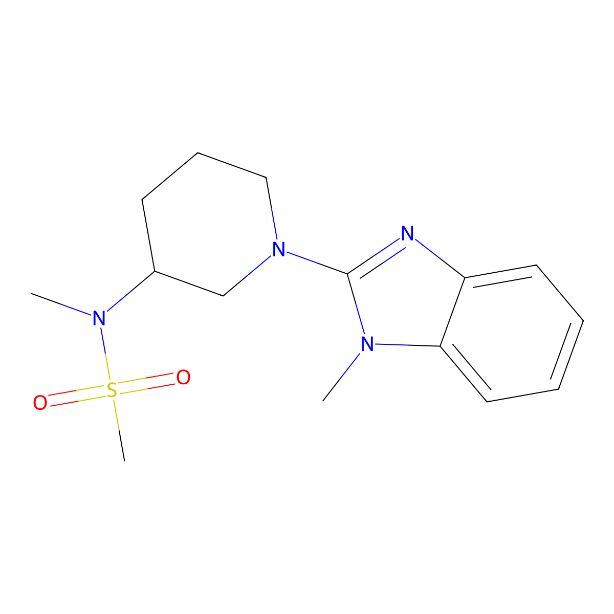 N-methyl-N-[1-(1-methyl-1H-1,3-benzodiazol-2-yl)piperidin-3-yl]methanesulfonamide molecular structure, CAS 2877688-44-1
