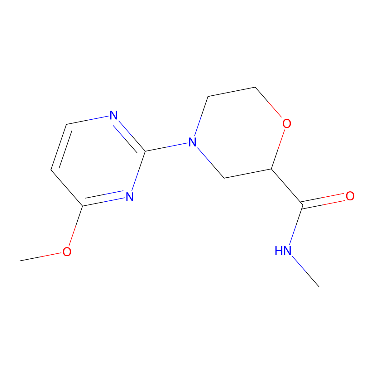 4-(4-methoxypyrimidin-2-yl)-N-methylmorpholine-2-carboxamide molecular structure, CAS 2877688-45-2