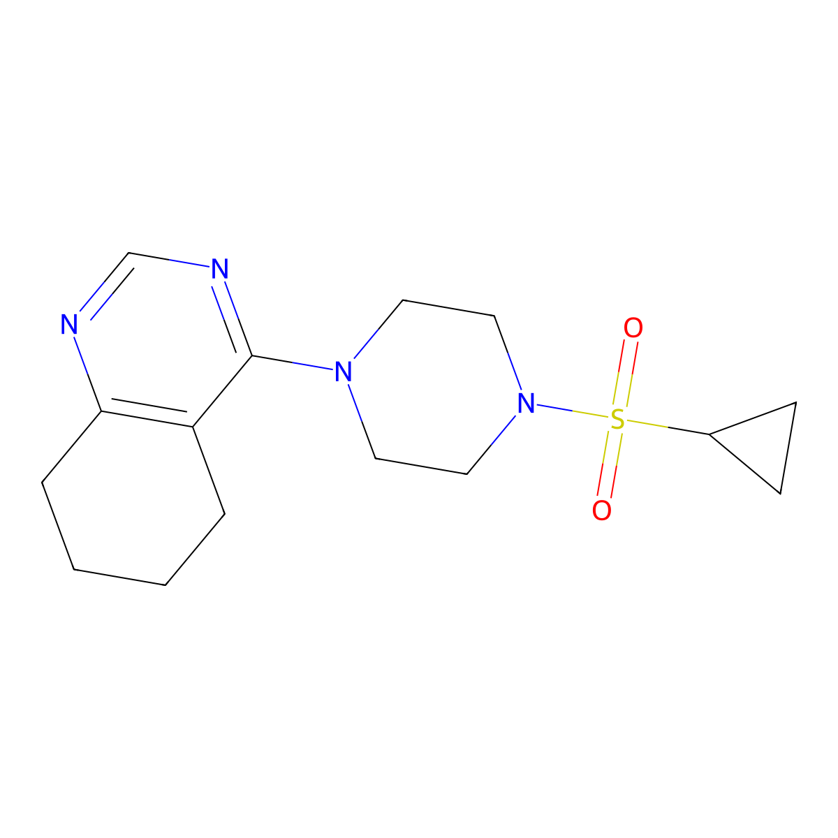 4-[4-(Cyclopropanesulfonyl)piperazin-1-yl]-5,6,7,8-tetrahydroquinazoline molecular structure, CAS 2877688-48-5