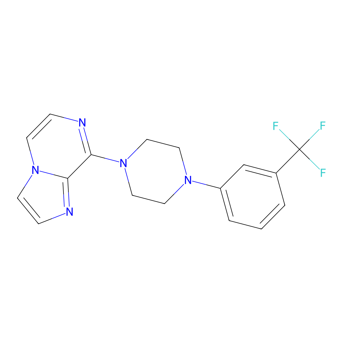1-{Imidazo[1,2-a]pyrazin-8-yl}-4-[3-(trifluoromethyl)phenyl]piperazine molecular structure, CAS 2877688-66-7