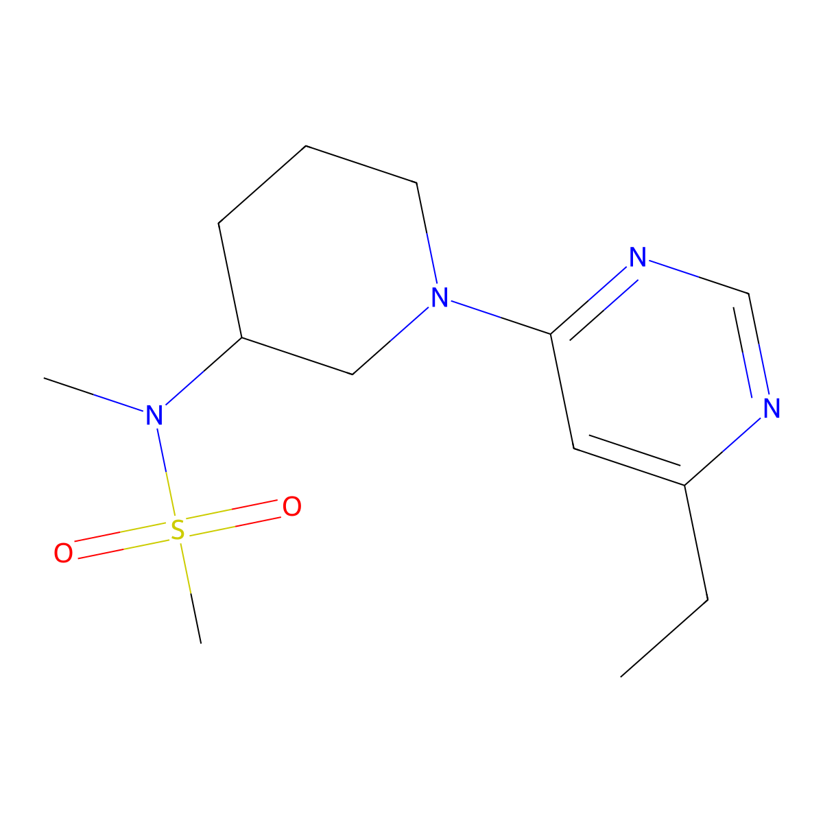 N-[1-(6-ethylpyrimidin-4-yl)piperidin-3-yl]-N-methylmethanesulfonamide molecular structure, CAS 2877688-87-2