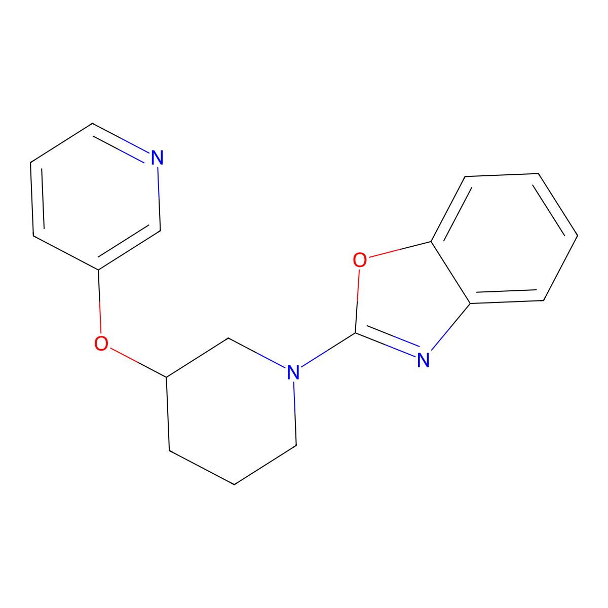 2-[3-(Pyridin-3-yloxy)piperidin-1-yl]-1,3-benzoxazole molecular structure, CAS 2877688-91-8