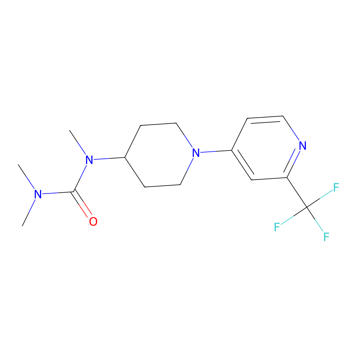 1,3,3-Trimethyl-1-{1-[2-(trifluoromethyl)pyridin-4-yl]piperidin-4-yl}urea molecular structure, CAS 2877688-93-0