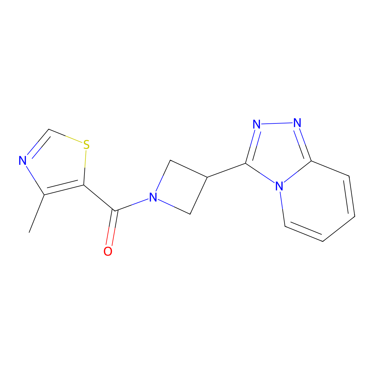 4-Methyl-5-(3-{[1,2,4]triazolo[4,3-a]pyridin-3-yl}azetidine-1-carbonyl)-1,3-thiazole molecular structure, CAS 2877688-95-2