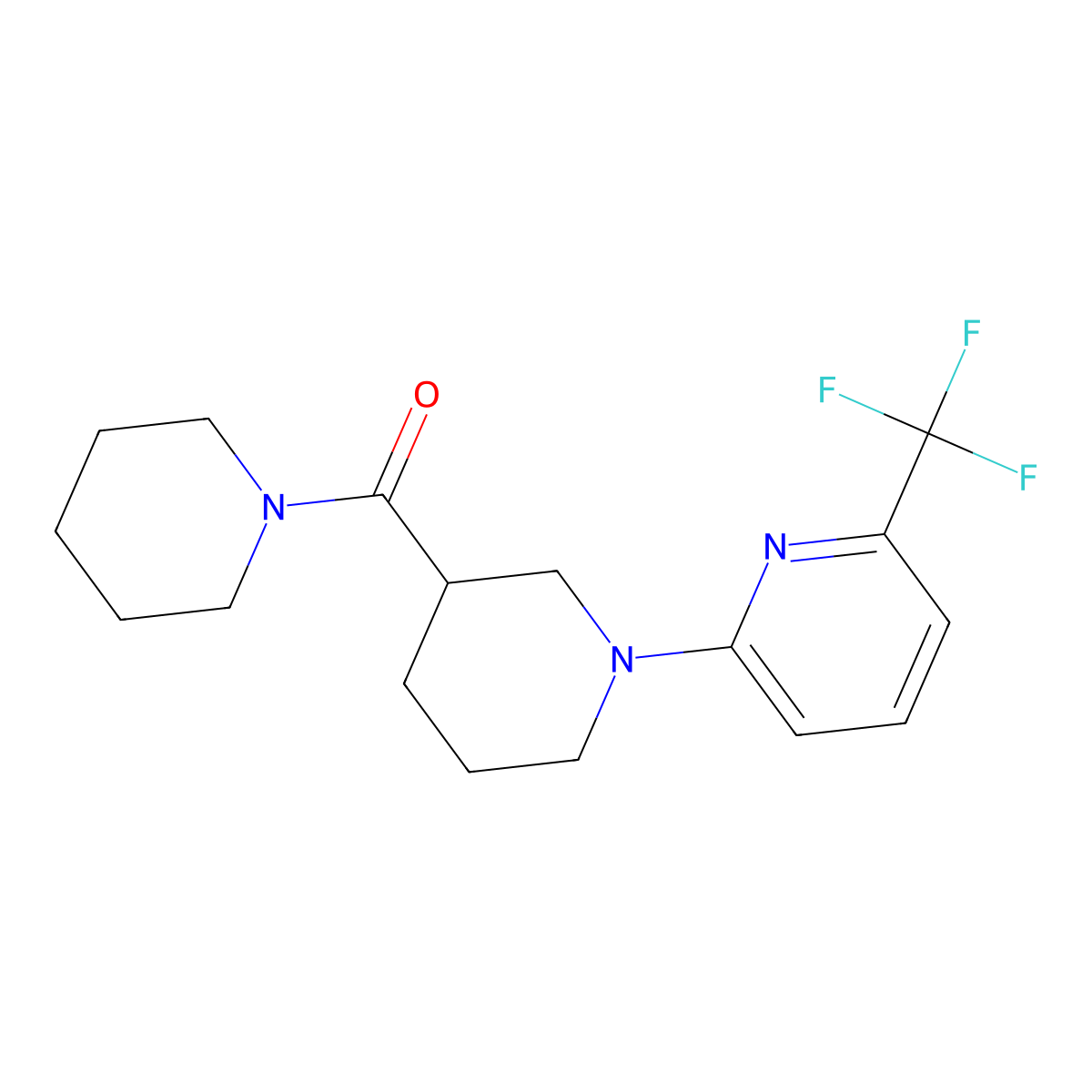 2-[3-(Piperidine-1-carbonyl)piperidin-1-yl]-6-(trifluoromethyl)pyridine molecular structure, CAS 2877688-96-3