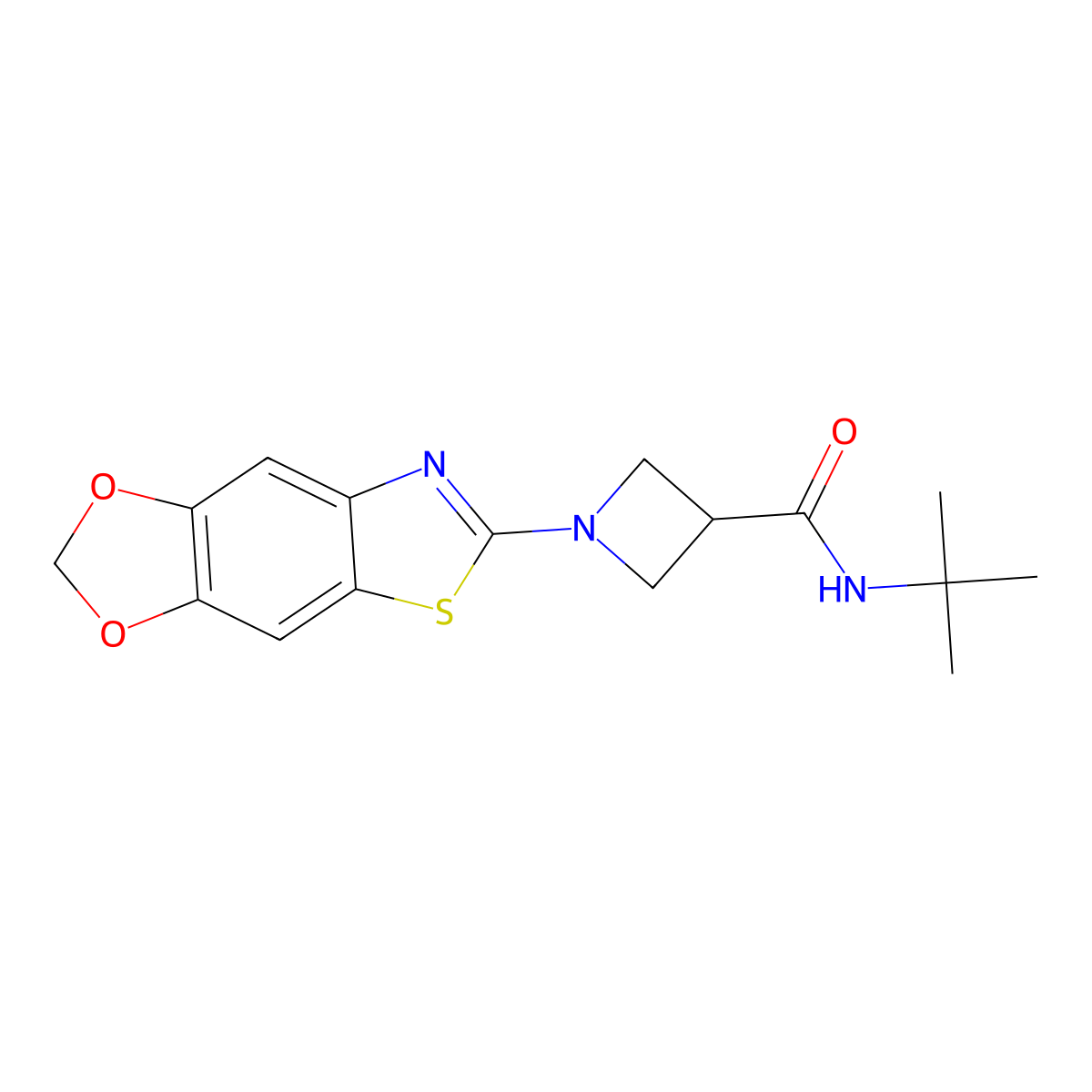 N-tert-butyl-1-([1,3]dioxolo[4,5-f][1,3]benzothiazol-6-yl)azetidine-3-carboxamide molecular structure, CAS 2877689-01-3