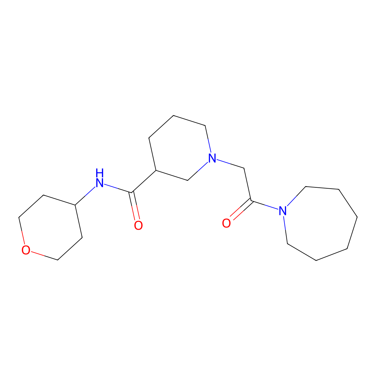 1-[2-(azepan-1-yl)-2-oxoethyl]-N-(oxan-4-yl)piperidine-3-carboxamide molecular structure, CAS 2877689-03-5