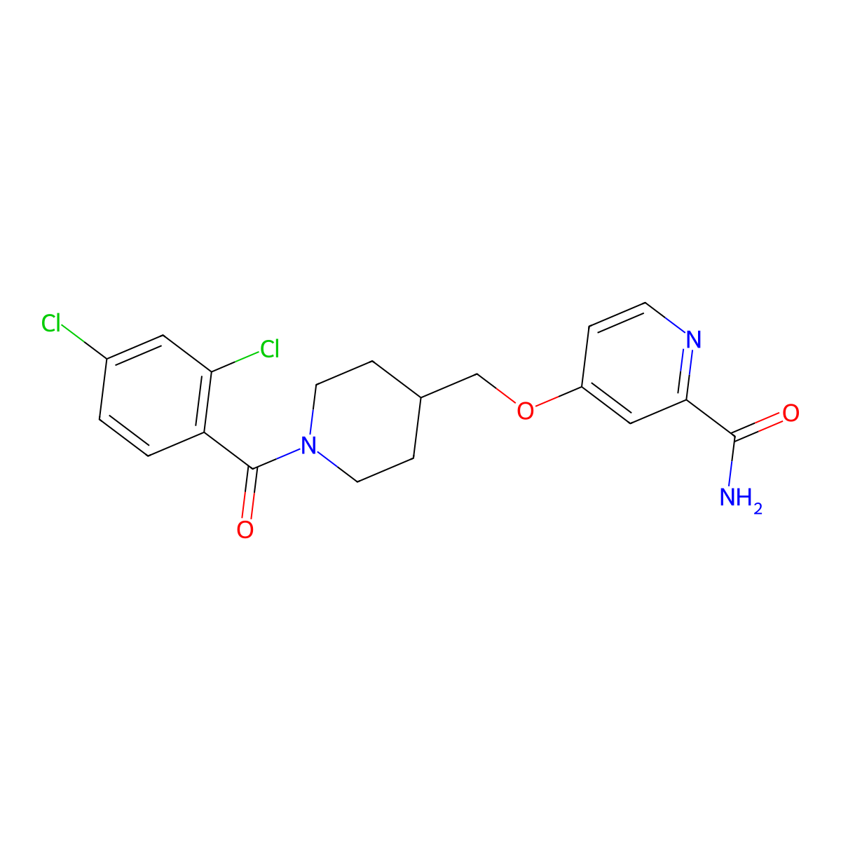 4-{[1-(2,4-Dichlorobenzoyl)piperidin-4-yl]methoxy}pyridine-2-carboxamide molecular structure, CAS 2877689-12-6