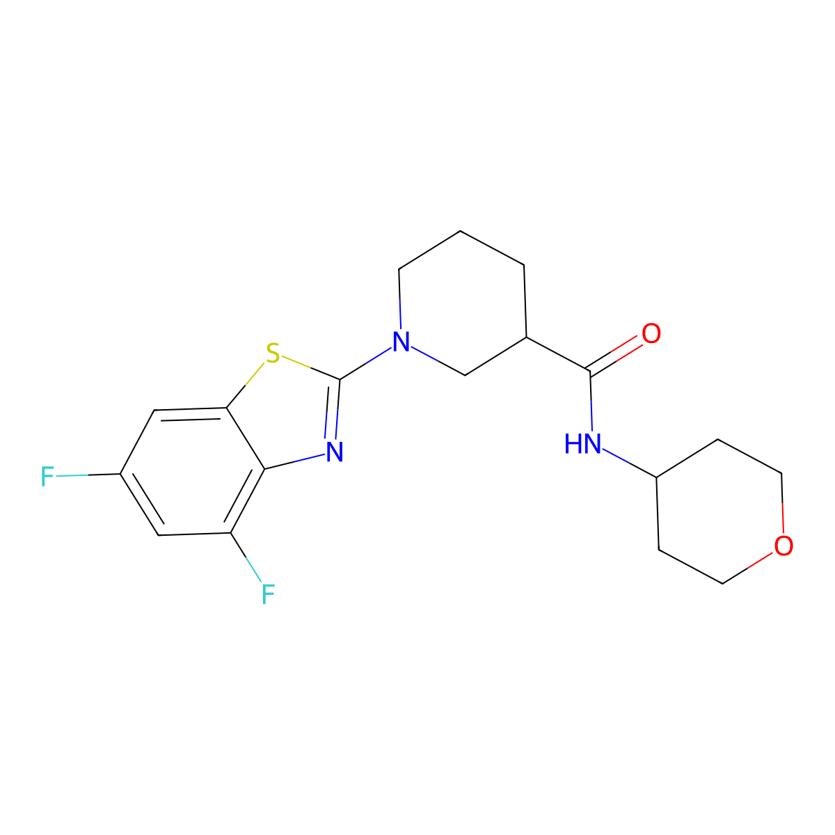 1-(4,6-difluoro-1,3-benzothiazol-2-yl)-N-(oxan-4-yl)piperidine-3-carboxamide molecular structure, CAS 2877689-17-1