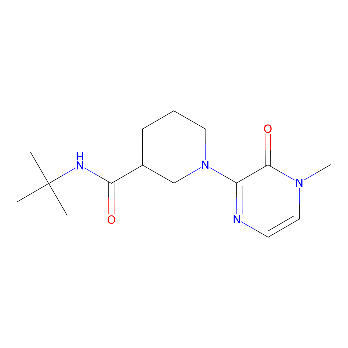 N-tert-butyl-1-(4-methyl-3-oxo-3,4-dihydropyrazin-2-yl)piperidine-3-carboxamide molecular structure, CAS 2877690-41-8